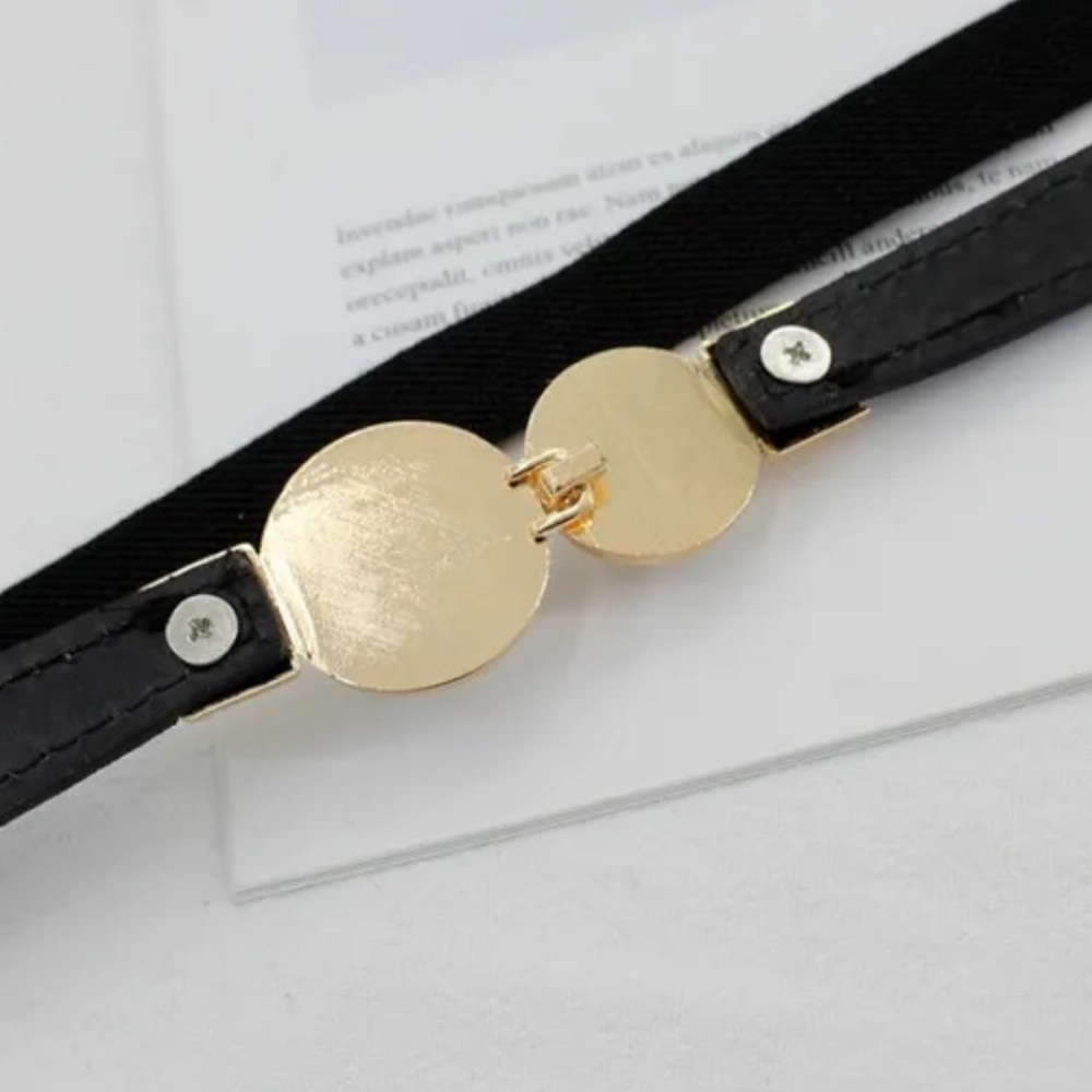 NEW| Women’s Thin Statement Black Pearl Chic & Trendy Belt - Picture 4 of 10